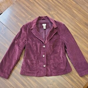 L.L. Bean Purple Corduroy Blazer with Notched Lapel
